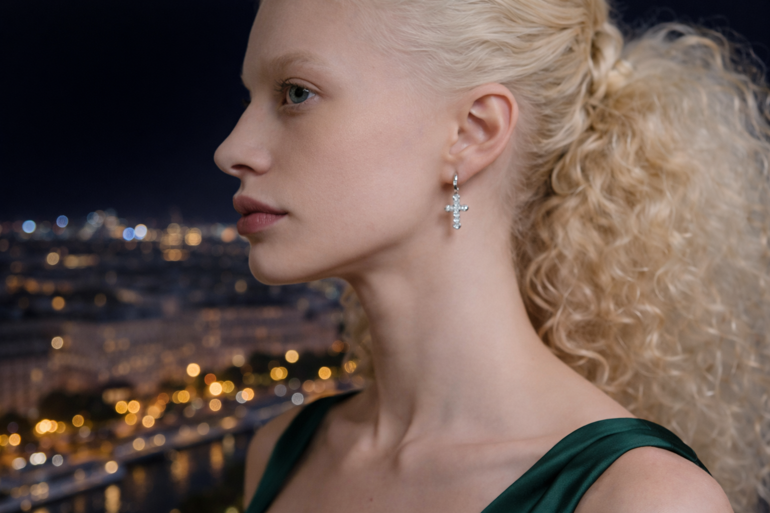 Moissanite Sterling Silver Cross Sterling Silver Eardrops